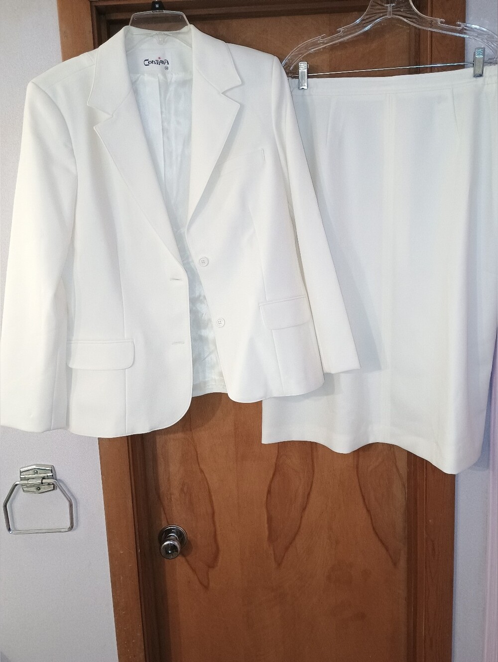 Vintage NWT Contima White Two-Piece Women's Blazer and Skirt Set Size 18